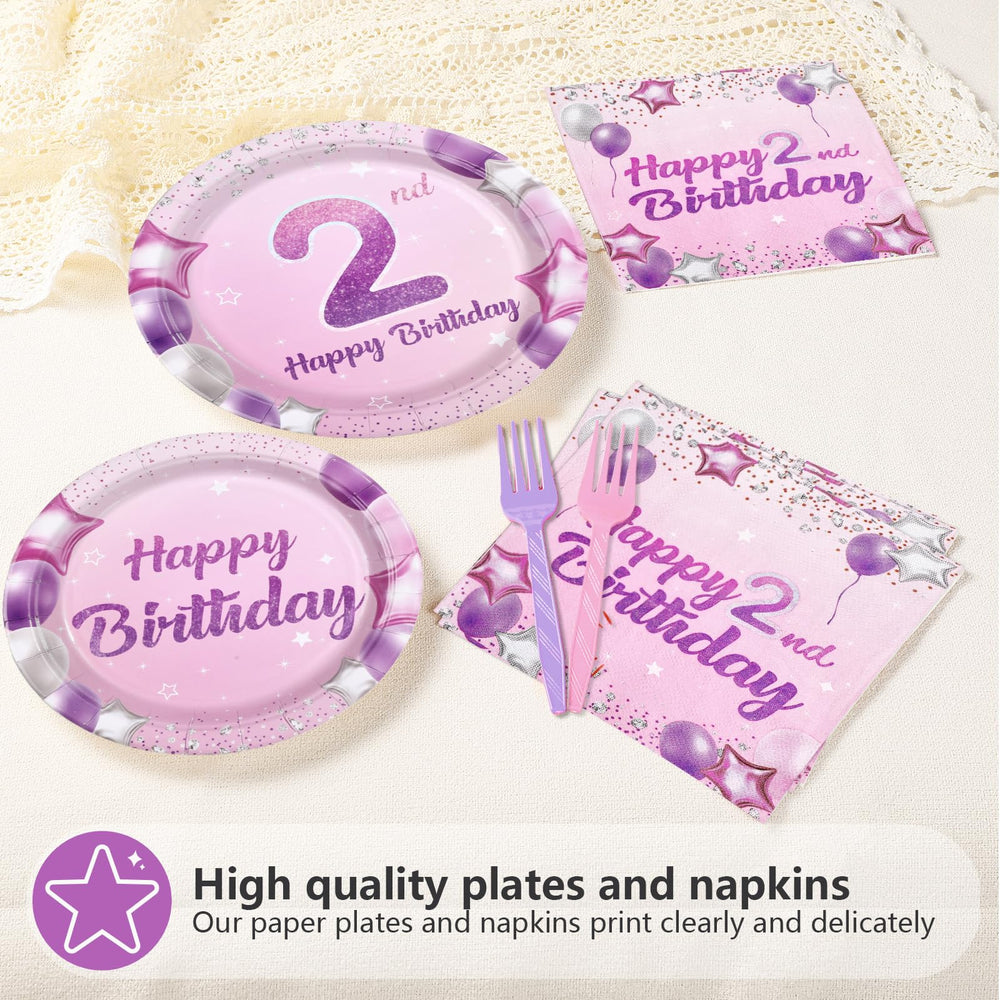 Greencian pink purple balloon star decorations enhance birthday decor.