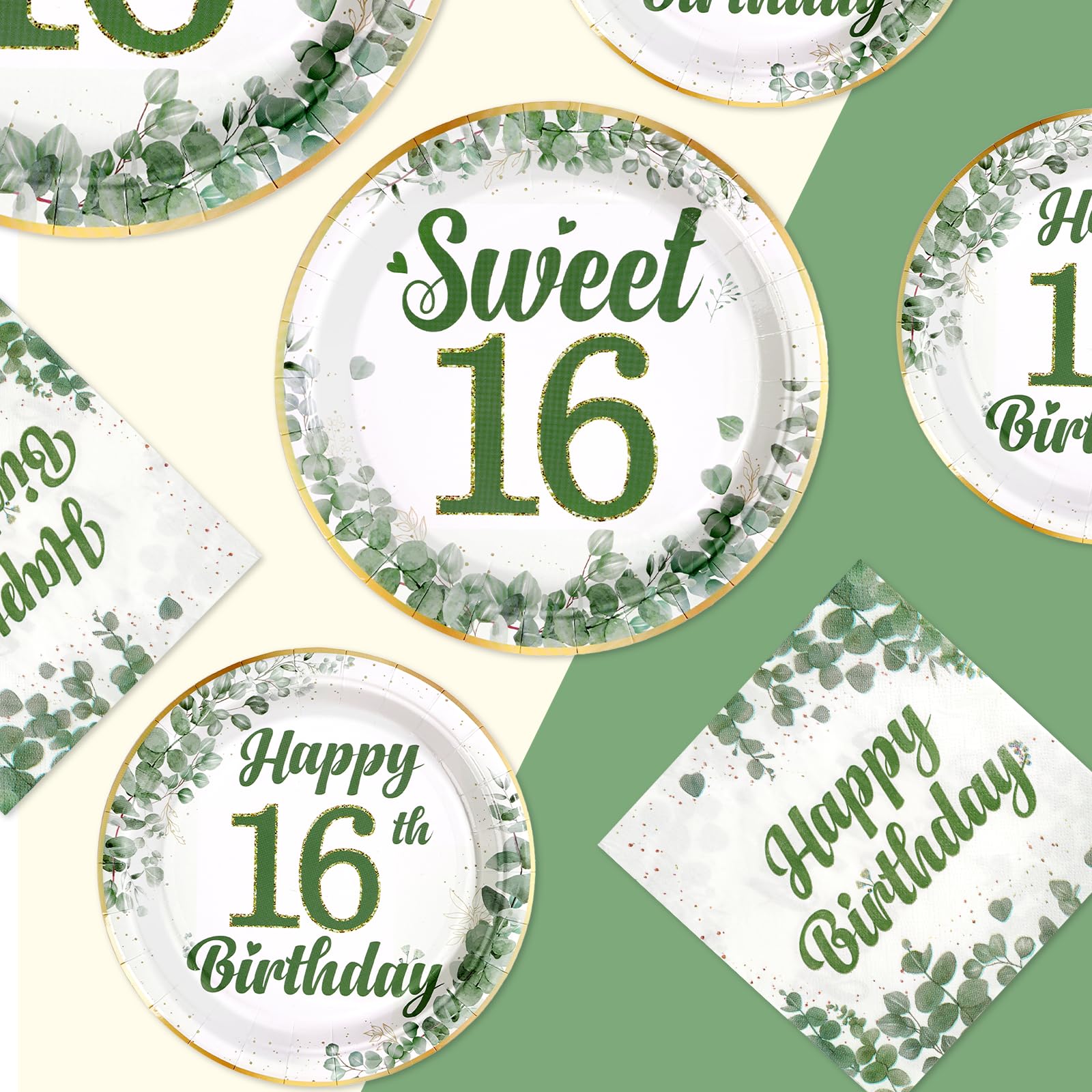 Greencian sweet 16 napkins in sage green offer thick absorbent support.