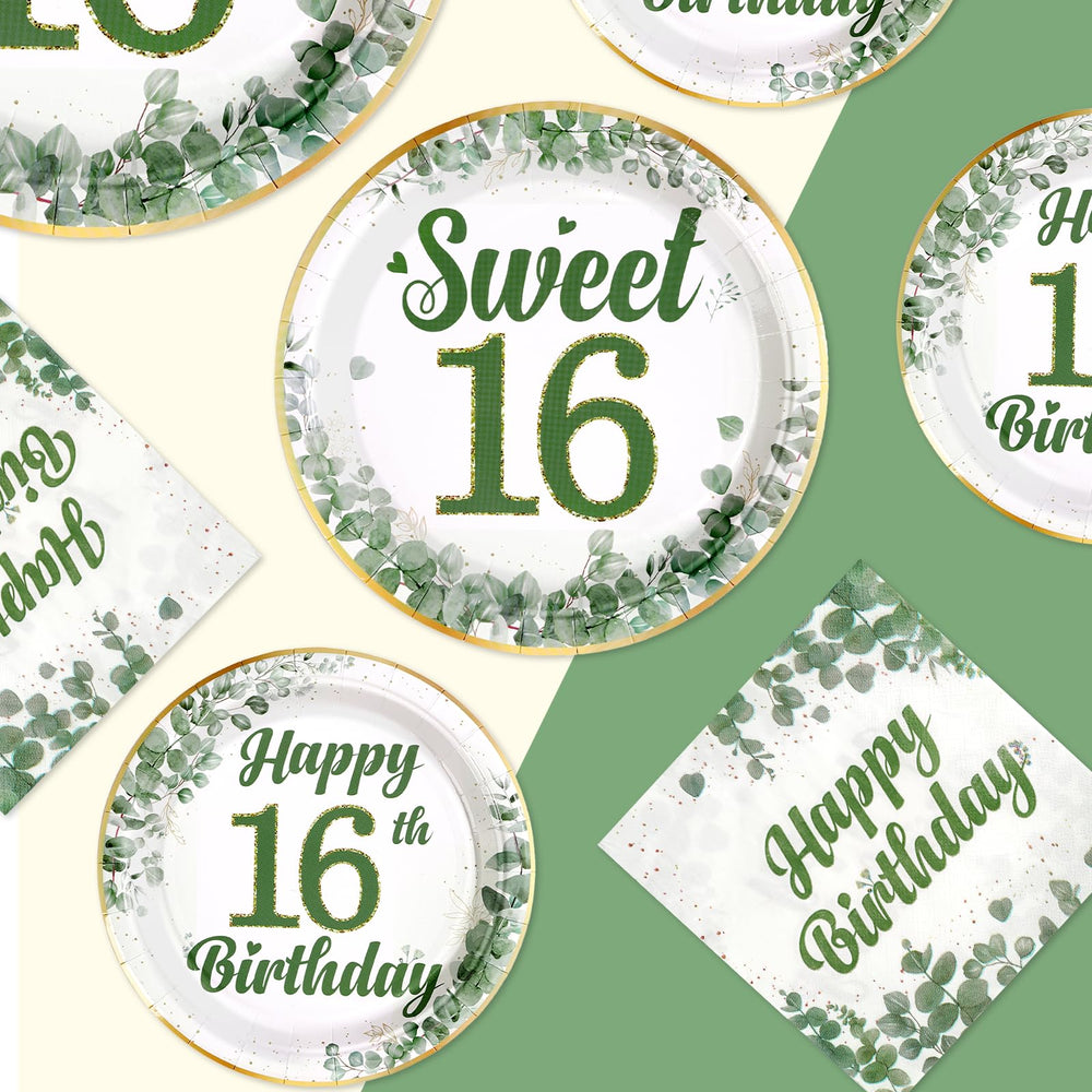 Greencian sweet 16 napkins in sage green offer thick absorbent support.