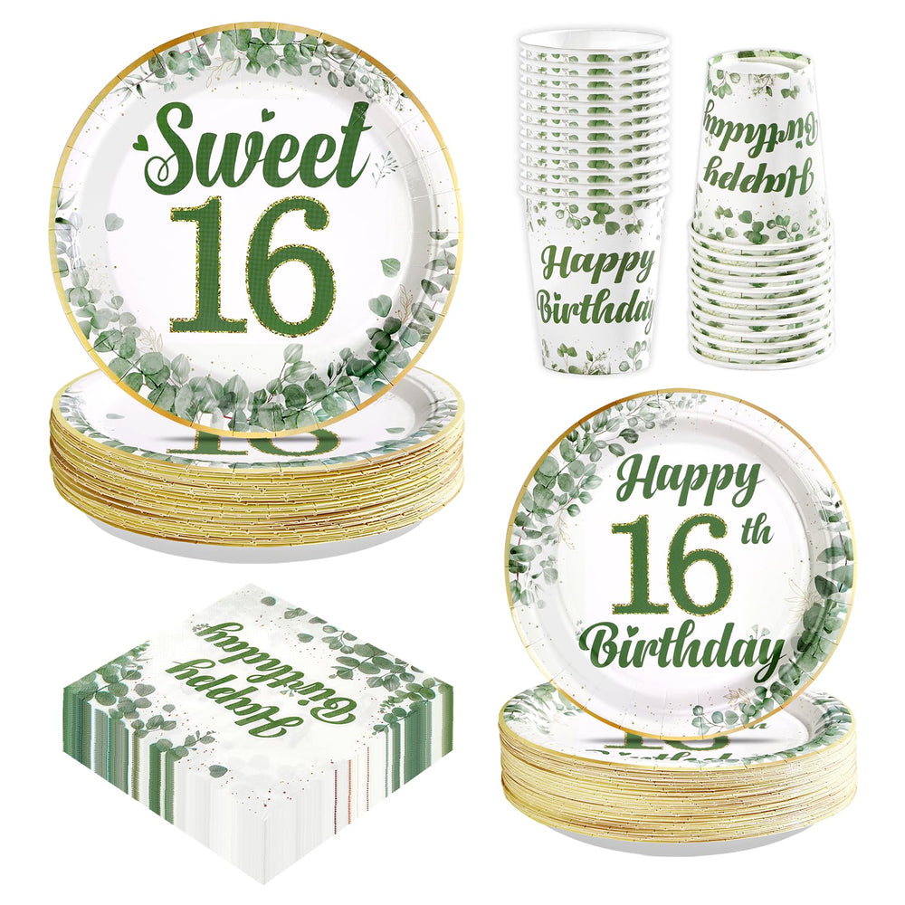 Greencian sweet 16 plates in sage green for sturdy party dining.