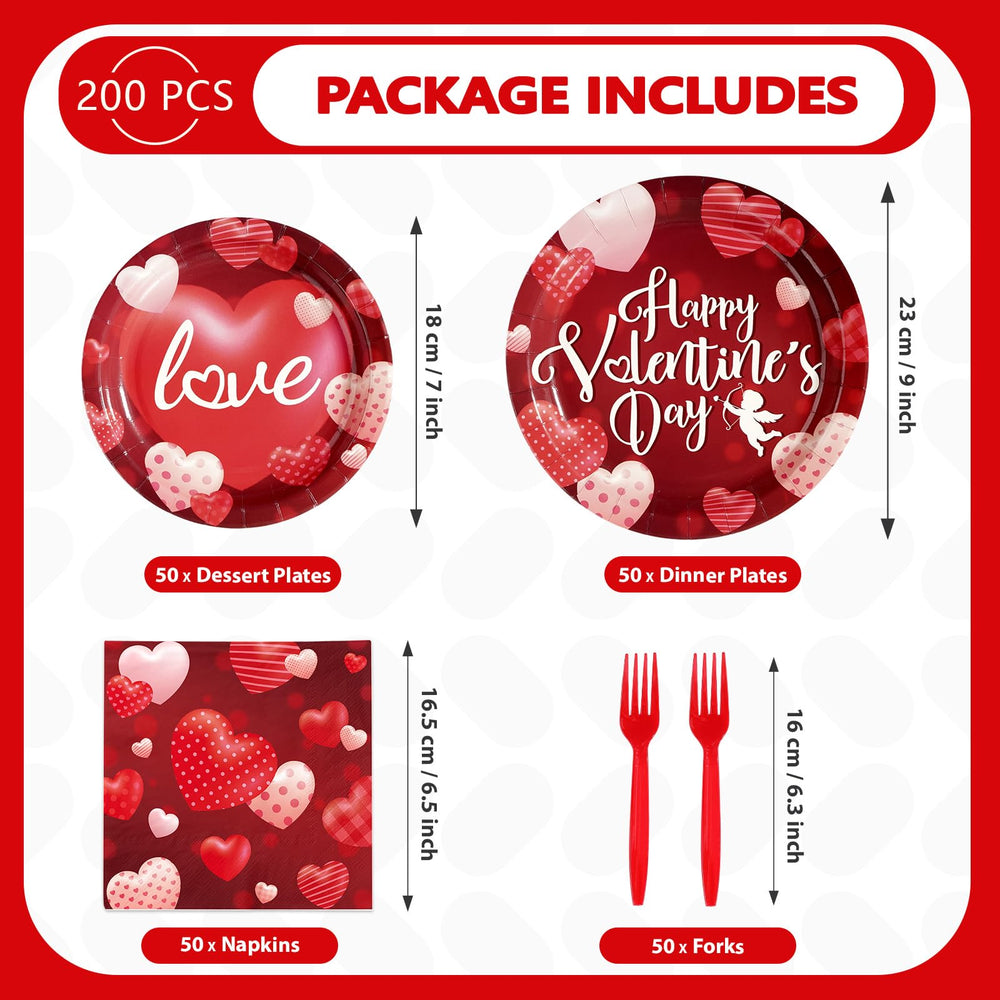 Greencian Valentine dinnerware design showcasing red accents and cupid motifs
