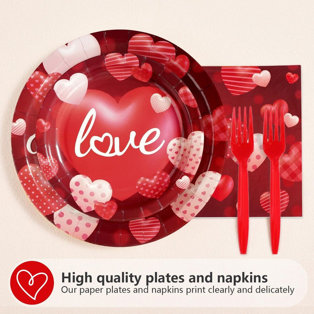 Greencian Valentine 7-inch heart plates with durable design for snacks