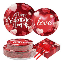 Greencian Valentine 9-inch plates with vibrant red hearts for sturdy meals