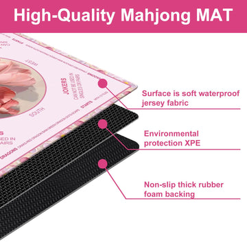 GreenD Mahjong Mat noise-reduction cushions tiles and reduces clatter on the table.