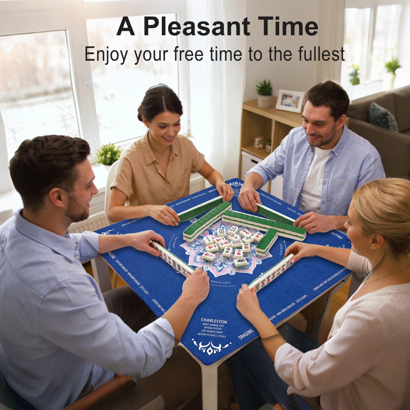 GreenD Mahjong mat with non-slip base keeping surface steady
