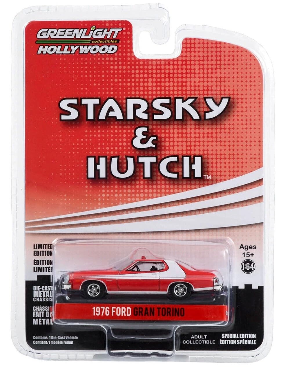 Greenlight Starsky & Hutch 1976 Gran Torino diecast model, 1:64 scale, ideal for display