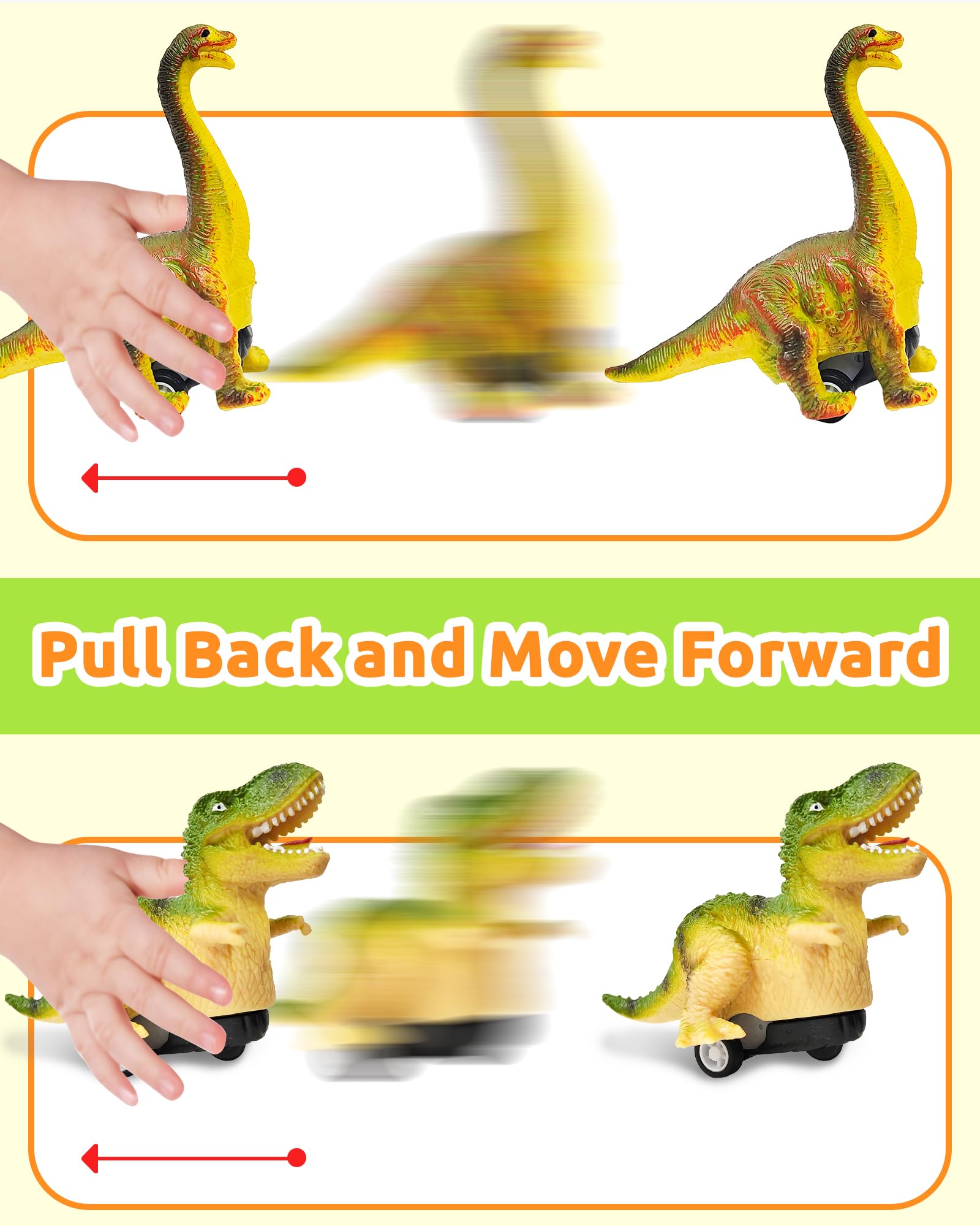 Greingways dinosaur car close-up showing safe plastic design