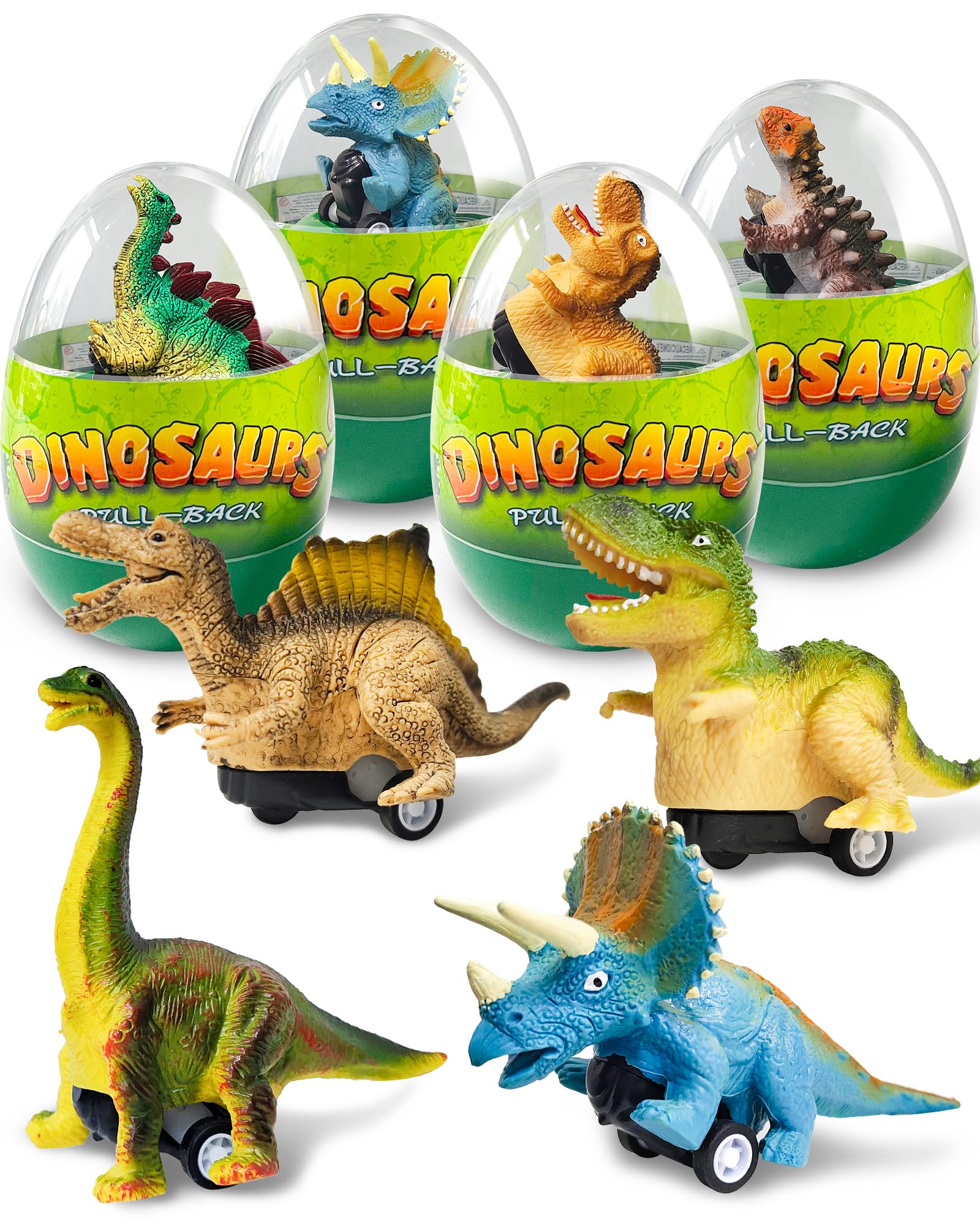 Greingways dinosaur pull-back car inside egg for kids' Easter fun