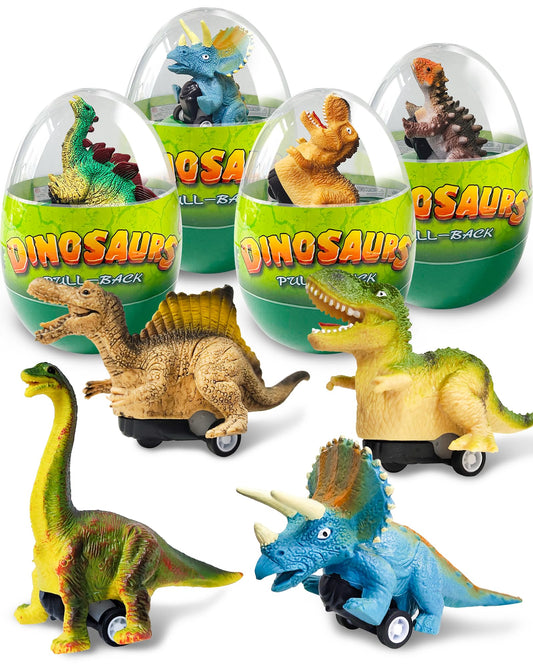 Greingways dinosaur pull-back car inside egg for kids' Easter fun