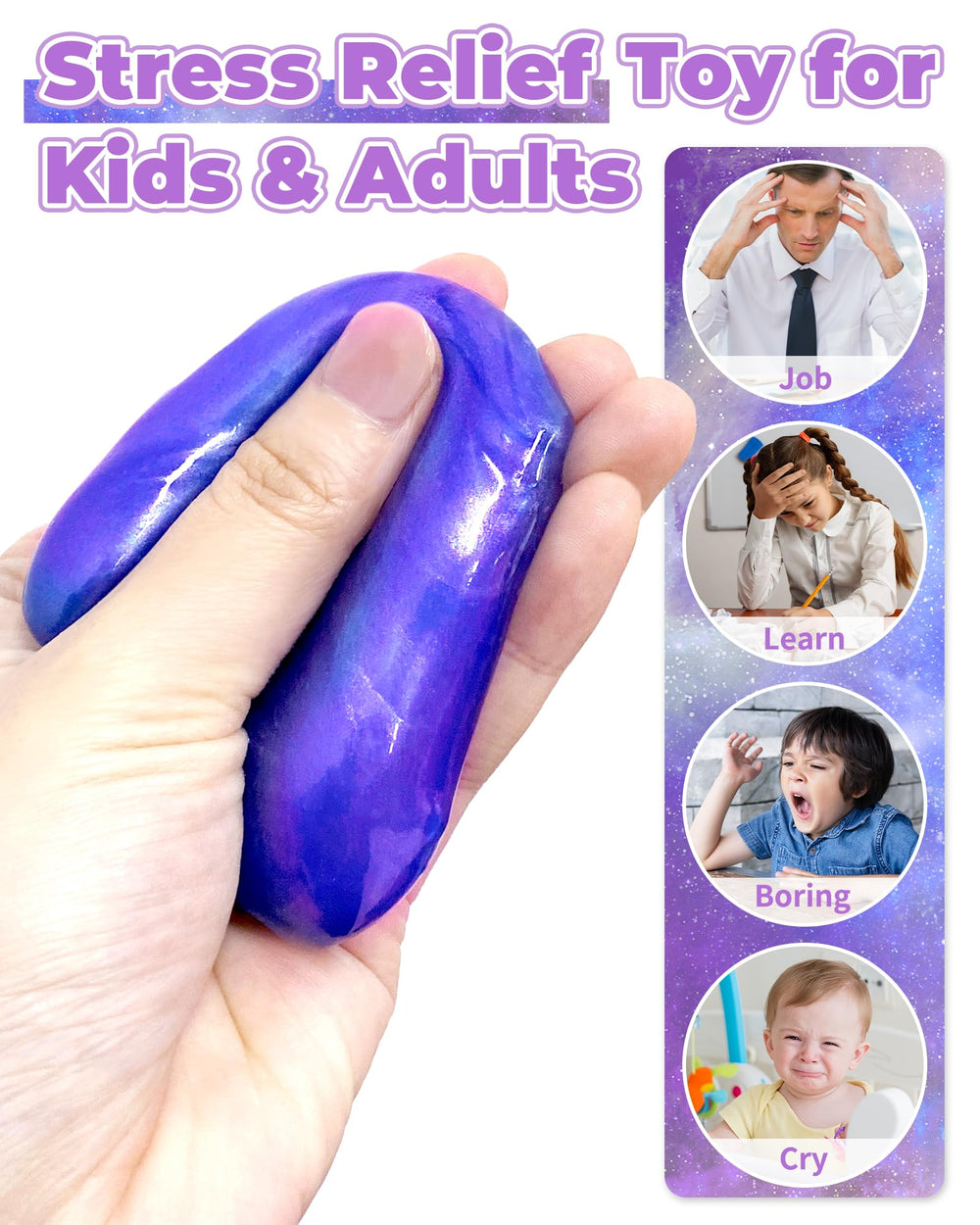 Greingways Galaxy Slime Egg blue purple gold mix demonstrates color changing play.