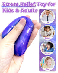 Greingways Galaxy Slime Egg blue purple gold mix demonstrates color changing play.
