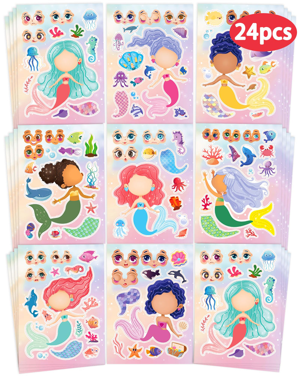 Greingways mermaid sticker sheets collection with eight styles for creative kids projects.