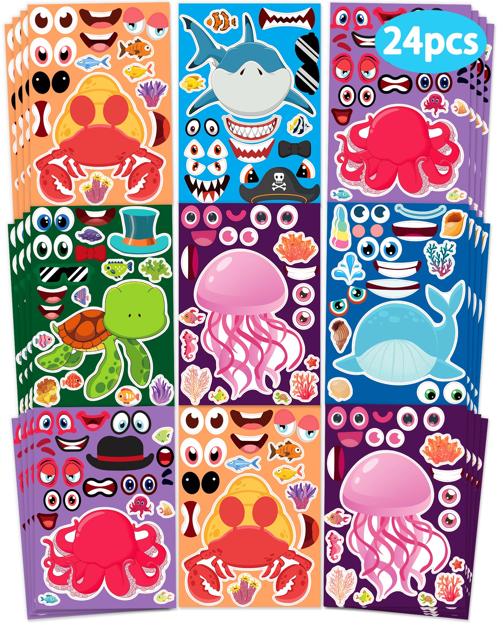 Greingways sea animal sticker sheet with body stickers for creative decorating.