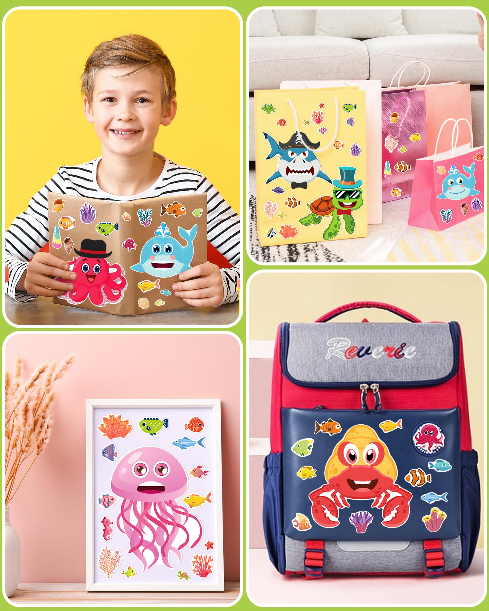 Greingways sea animal sticker sheet facial features set for expressive design.
