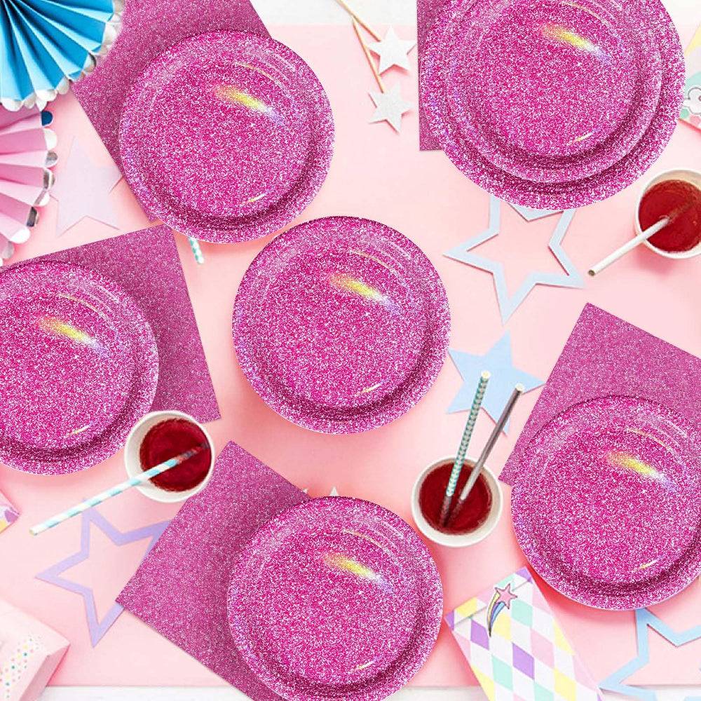 Grencian 24-piece tableware set unifies a bold pink theme