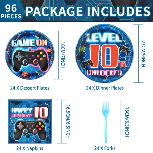 Grencian 9-inch game dinner plates with bold blue designs for fun meals.
