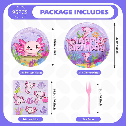 Grencian axolotl 7-inch dessert plates with pink art for treats