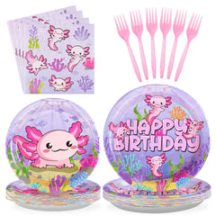 Grencian axolotl 9-inch pink plates for festive birthday table