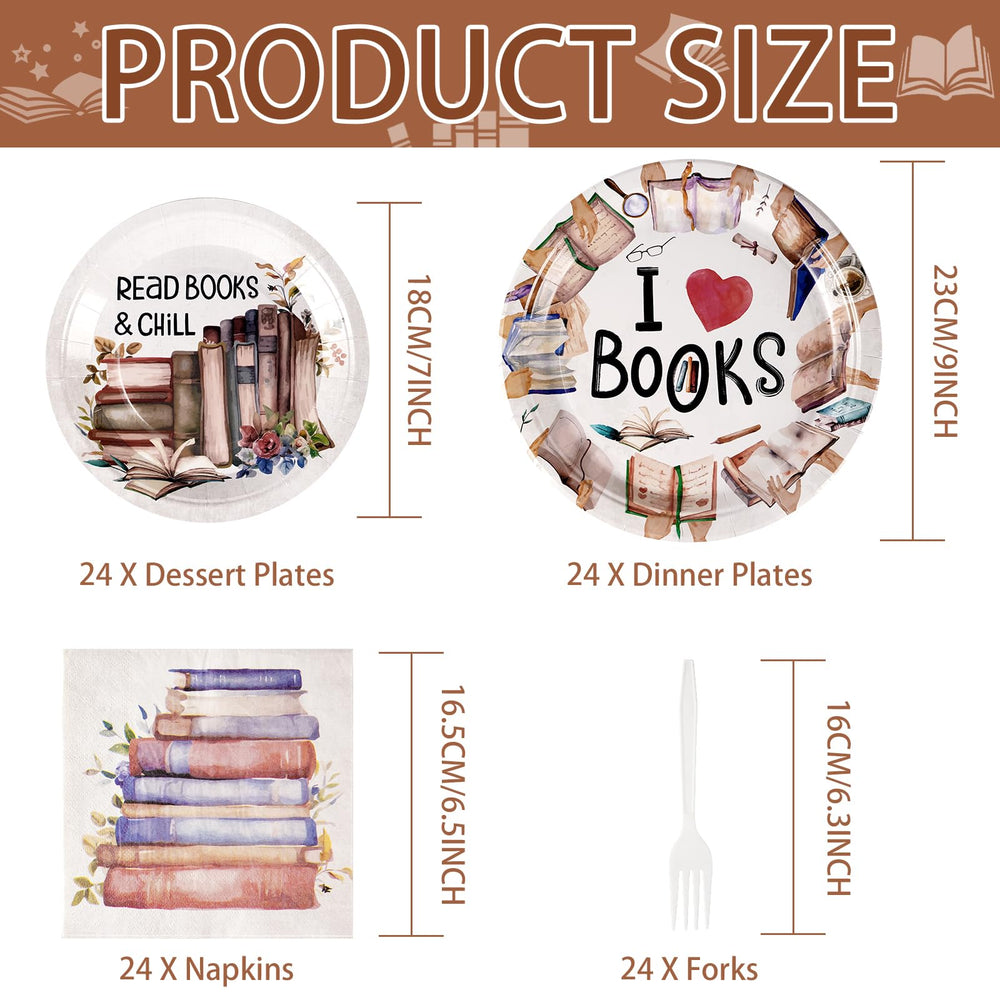 Grencian book dessert plates 7inch with colorful pages ideal for book club treats