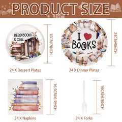 Grencian book dessert plates 7inch with colorful pages ideal for book club treats