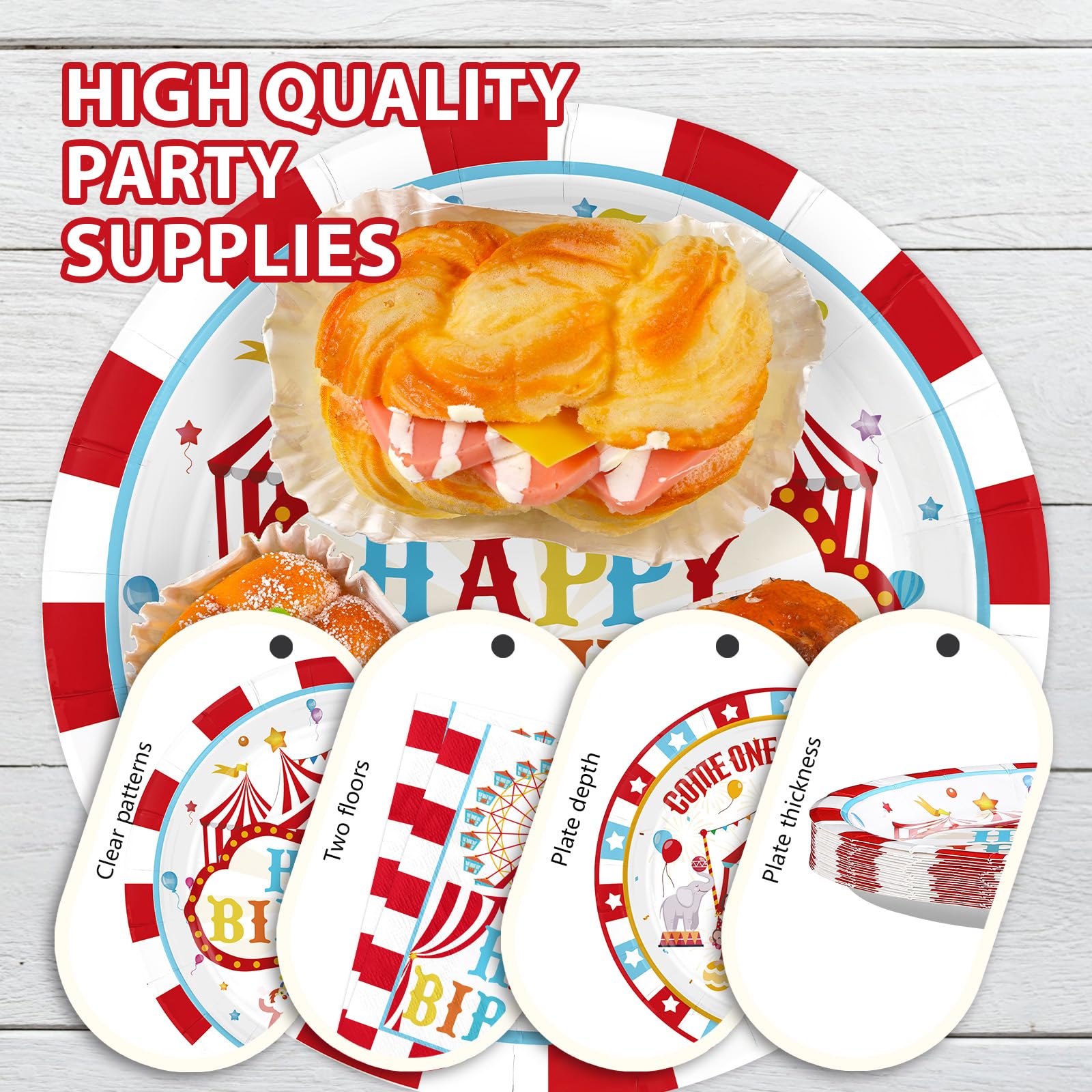 Grencian packaging shows ready-to-use party supplies for quick setup.