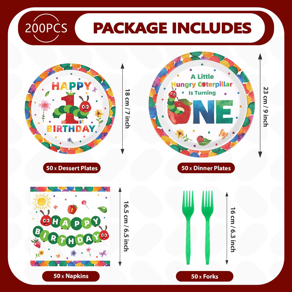 Grencian caterpillar 7-inch dessert plates with playful bugs for celebration sweets