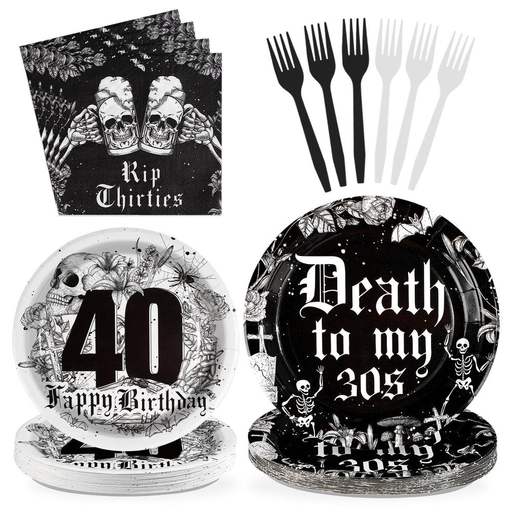 Grencian 9-inch plate with skull motif for a bold 40th celebration