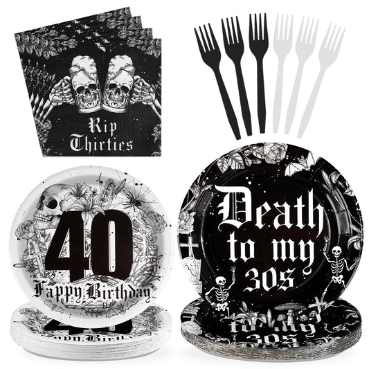 Grencian 9-inch plate with skull motif for a bold 40th celebration