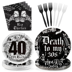 Grencian 9-inch plate with skull motif for a bold 40th celebration