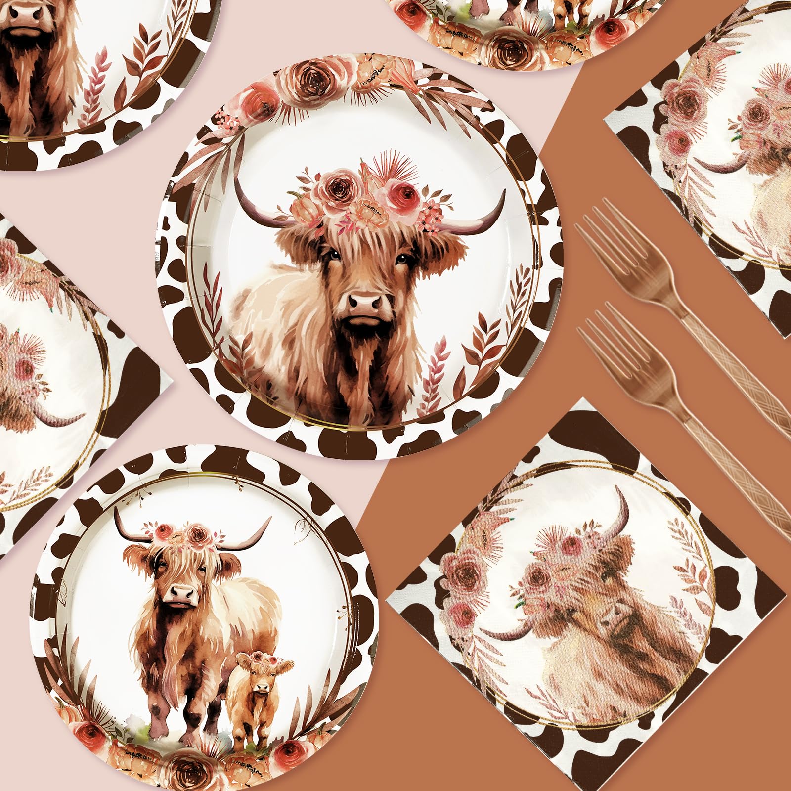 Grencian Highland Cow plastic forks for quick, mess-free serving.