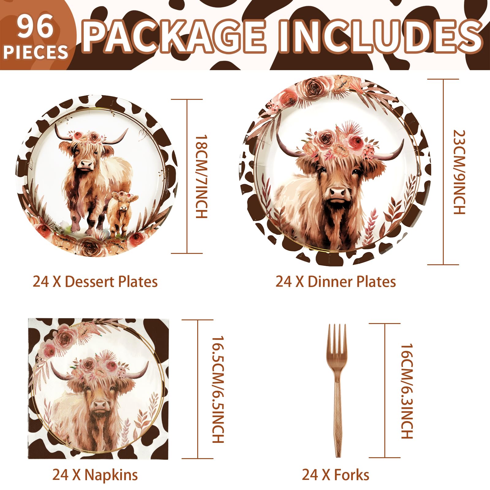 Grencian Highland Cow 9-inch dinner plates for sturdy holiday table settings.
