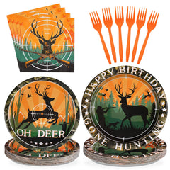 Grencian hunting camo 9-inch plates on rugged outdoor table setup