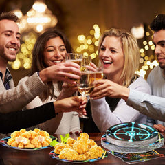 Grencian neon party decor helps create cohesive laser tag celebrations.
