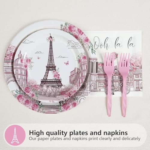 Grencian Paris theme plates 7inch, great for light appetizers at chic parties.
