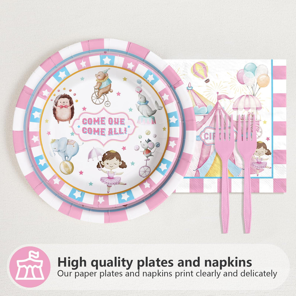 Grencian pink circus napkins for quick cleanup and colorful accents.