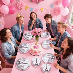Grencian pink Paris decor backdrop, perfect for photos and dessert stations.