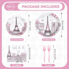Grencian pink rose napkins, add romantic flair and quick cleanup.