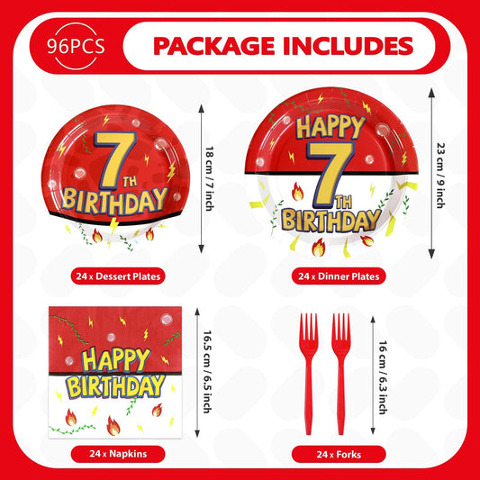 Grencian red white yellow cartoon design plates for themed celebrations