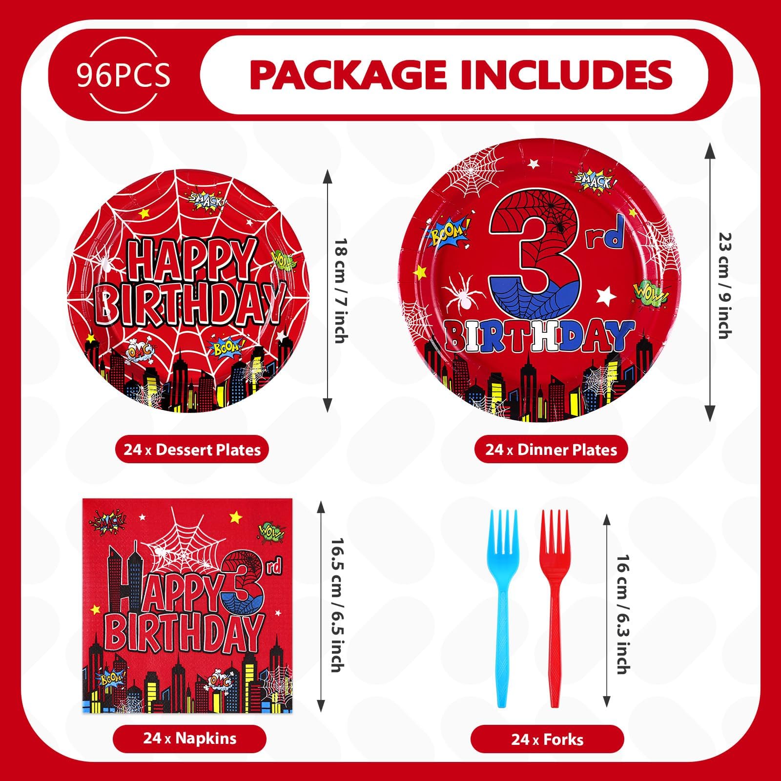 Grencian spider 3rd birthday dessert plates add vibrant color to the celebration.