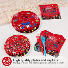 Grencian spider 3rd birthday forks provide sturdy plastic for easy serving.