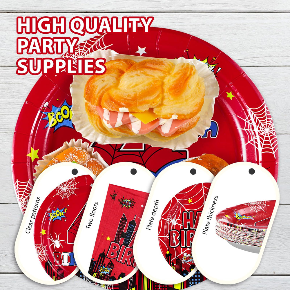Grencian Spider hero-city design adds bold color to the table setting.