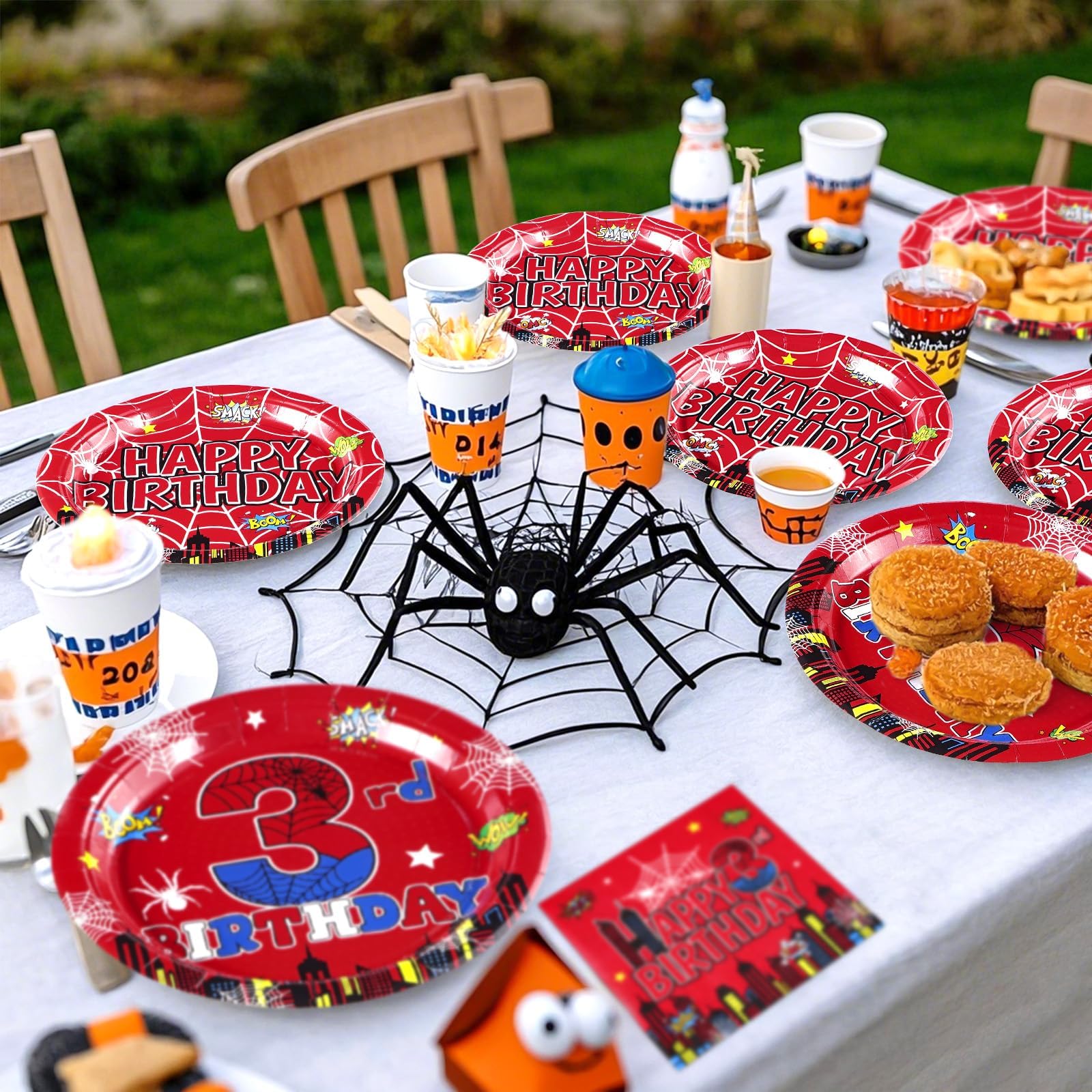 Grencian spider pattern close-up shows crisp print that withstands party use.