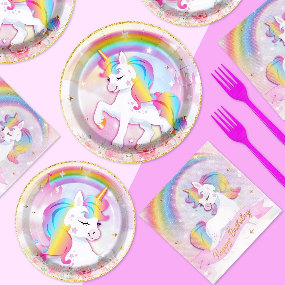 Grencian unicorn banner highlights the Happy Birthday theme for cohesive decor.
