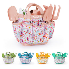 Grenebo kids gardening set pink front view for imaginative outdoor play