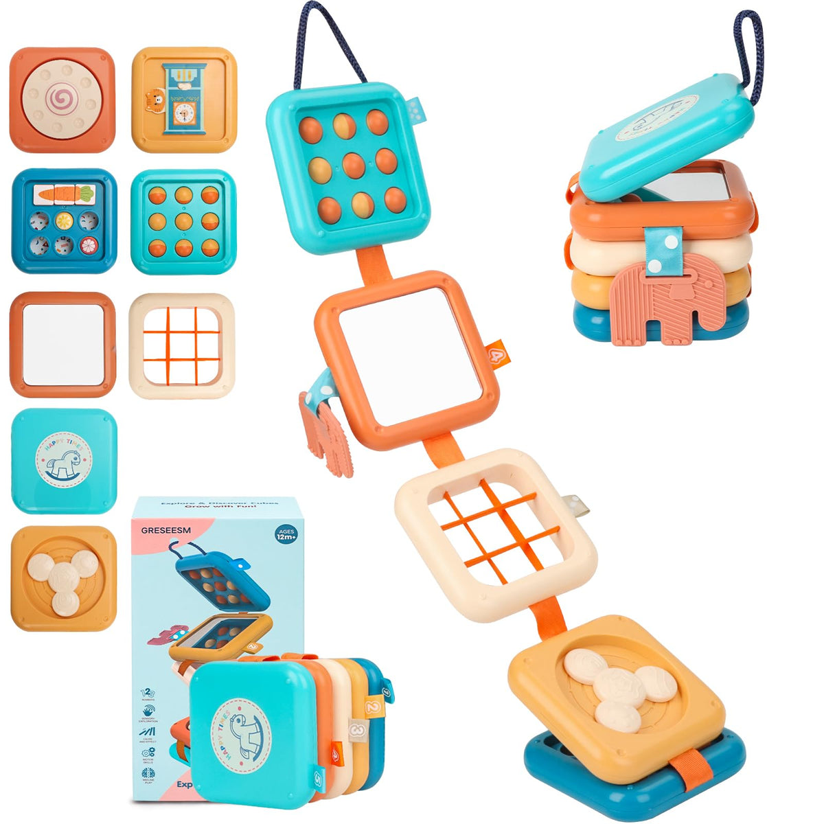 GRESEESM Montessori Busy Board mirror enhances focus and visual exploration.