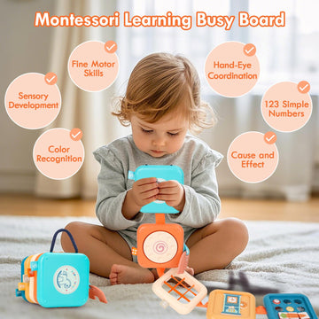 GRESEESM Busy Board rotating activity supports fine motor precision and concentration.