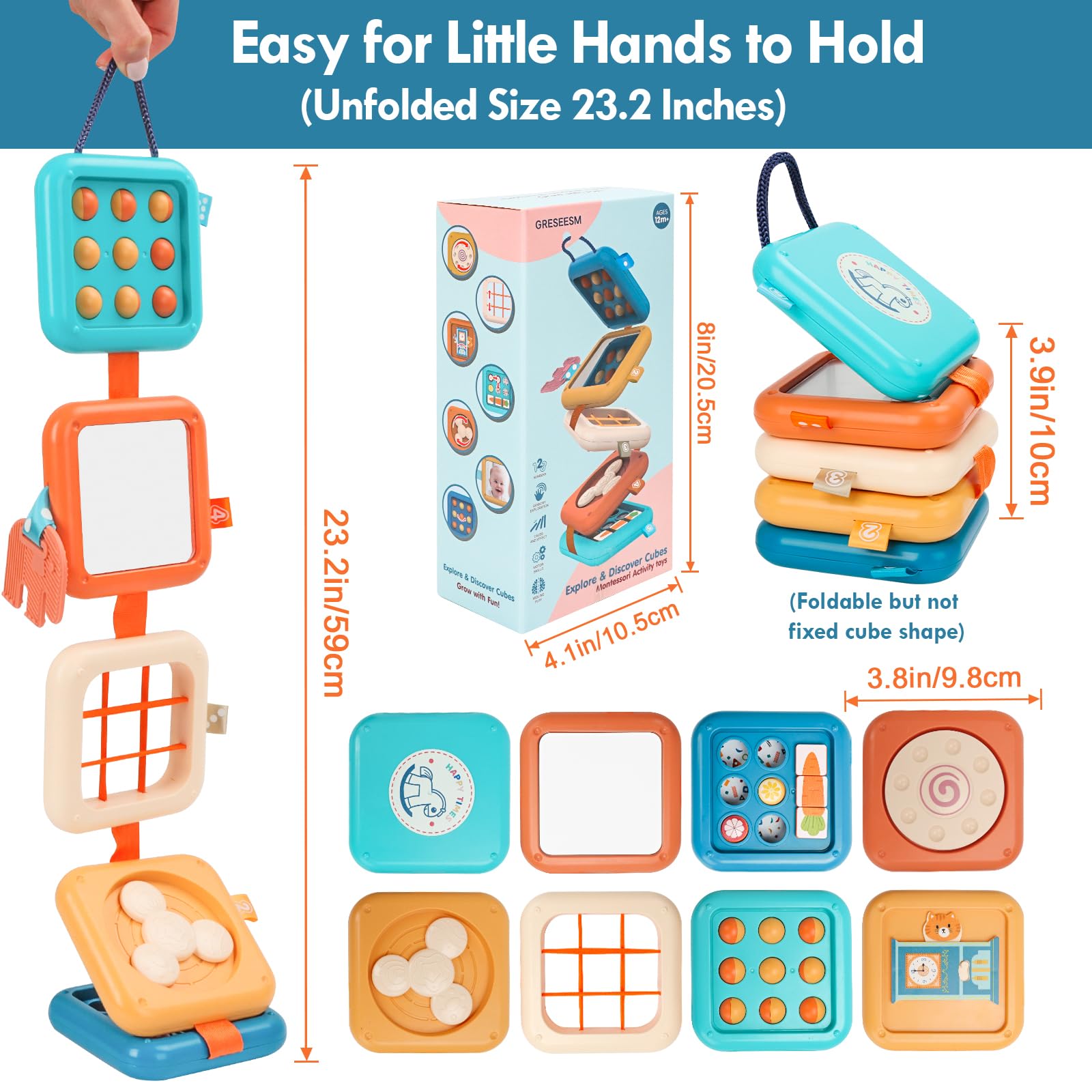 GRESEESM Busy Board spinning activity encourages exploration and hand-eye coordination.