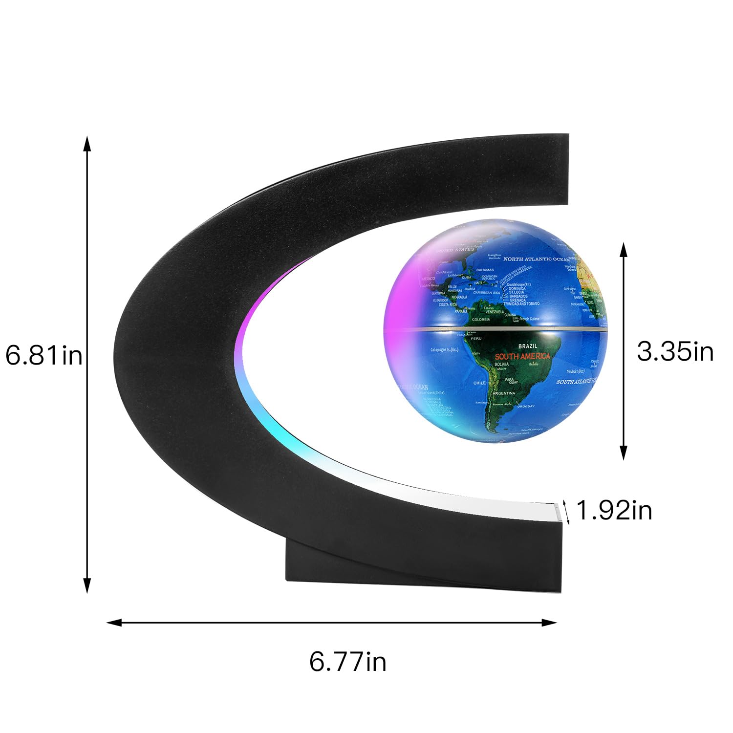 Gresus LED inside the C-frame illuminates the frame around the hover globe.