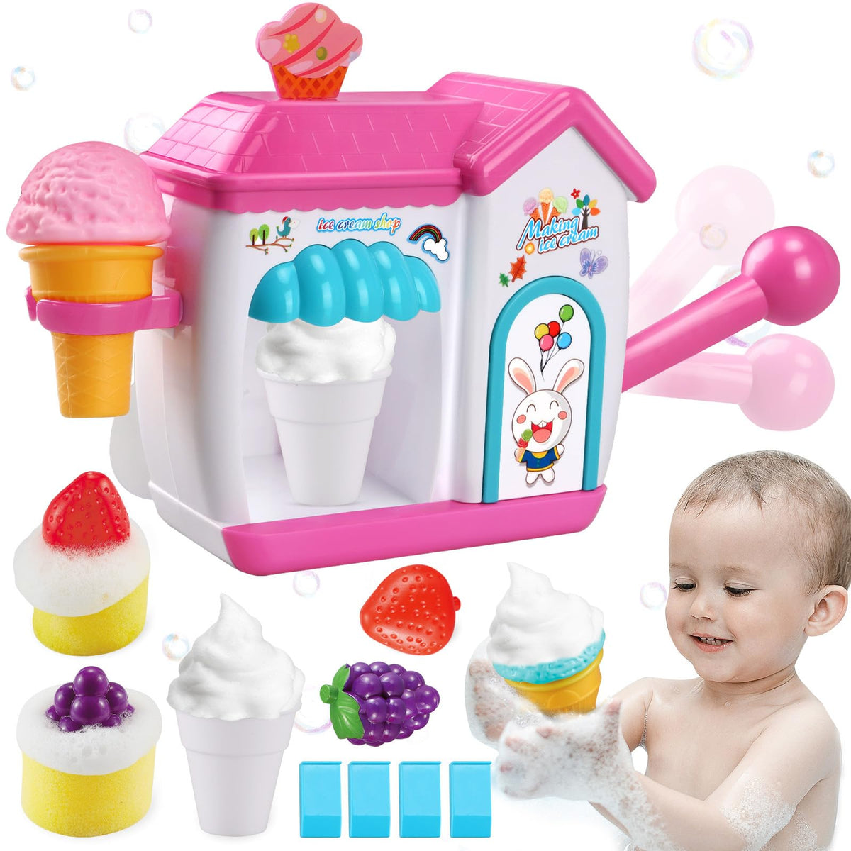 Gretex Bubble Ice Cream Maker bath toy creates playful bubbles for bath time