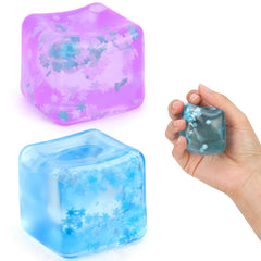 Gretex fidget ice cube blue, soft squish for stress relief and focus.